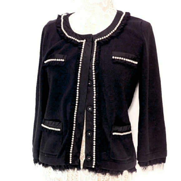 White House Black Market Jackets & Blazers - RICH LOOKING WHBM BLACK PEARL ACCENT KNIT JACKET